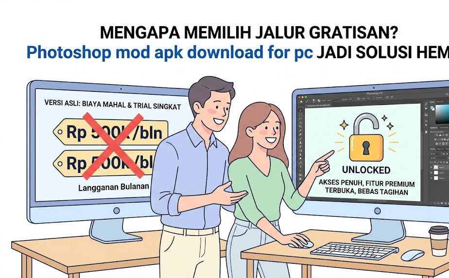 perbandingan biaya langganan mahal versus solusi menggunakan photoshop mod apk download for pc untuk desainer hemat.