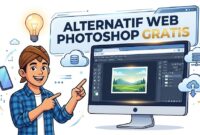 alternatif-web-photopea-photoshop-gratis-pc Ilustrasi menggunakan Photopea via web browser sebagai alternatif Photoshop gratis yang sangat mirip aslinya.