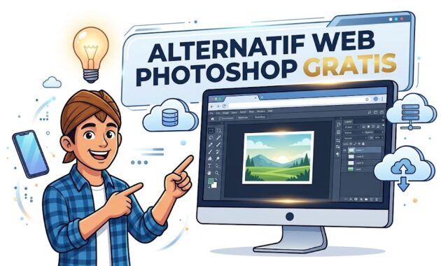 Ilustrasi menggunakan Photopea via web browser sebagai alternatif Photoshop gratis yang sangat mirip aslinya.