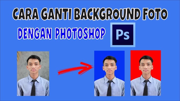 Hasil cara edit background biru di Photoshop menjadi lebih rapi setelah seleksi rambut dan layer mask diperbaiki.