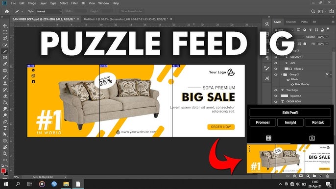edit foto instagram di photoshop slide nyambung