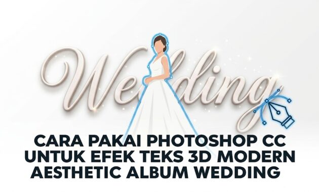 Ilustrasi proses masking teks agar menyatu dengan objek foto pengantin pada tutorial cara pakai photoshop cc.