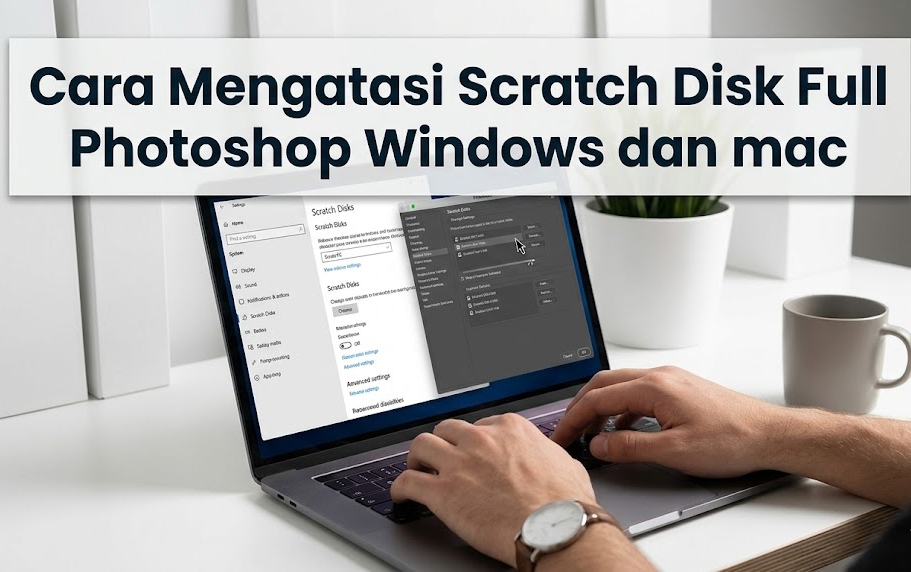 Mengeksekusi langkah pengaturan sistem untuk menghilangkan Error Scratch Disk Is Full tanpa merusak berkas desain.