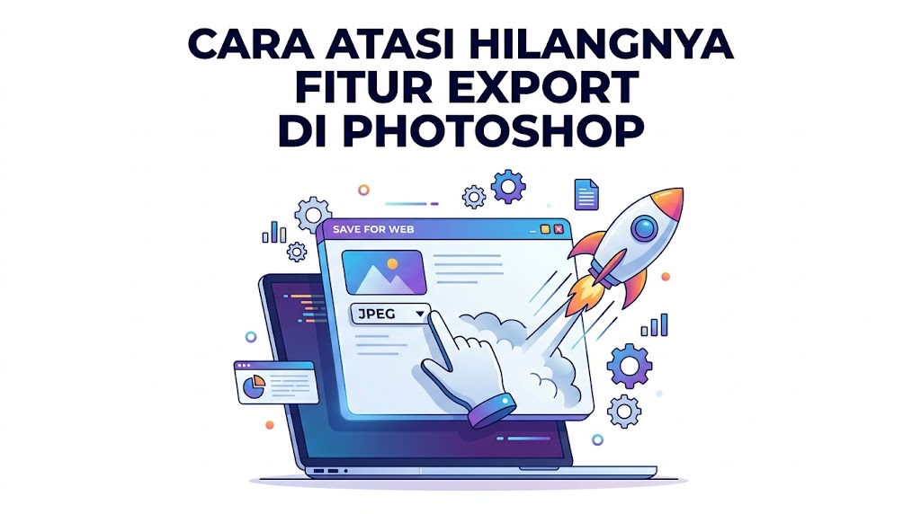 Ilustrasi menggunakan fitur export alternatif sebagai jalan pintas dan jawaban dari kenapa file photoshop tidak bisa di save jpg melalui menu simpan biasa.