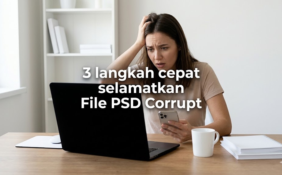 Langkah darurat mencari folder temp untuk menyelamatkan File PSD Corrupt saat laptop tiba-tiba mati mendadak.