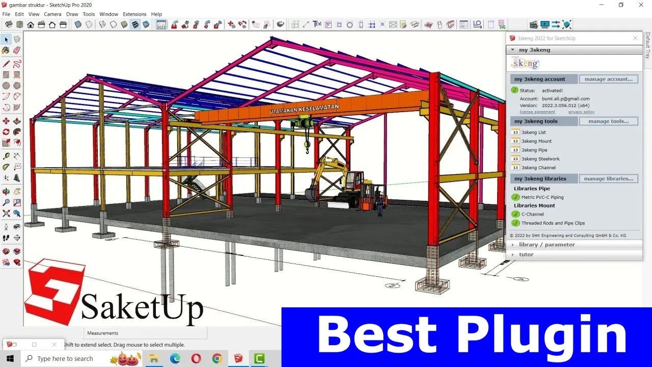 Mengaplikasikan pembuat komponen rangka atap otomatis menggunakan plugin untuk sketchup agar presisi.