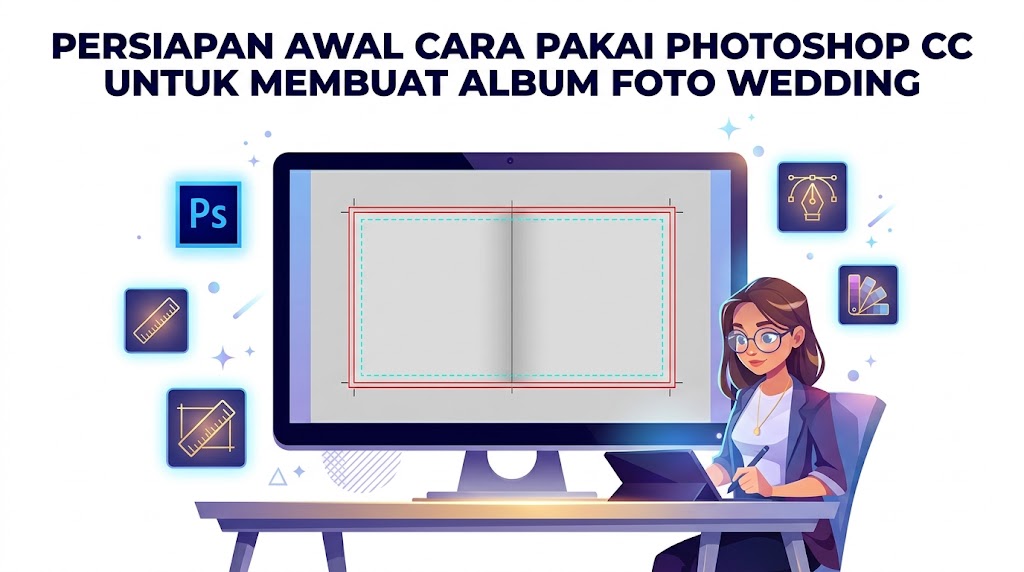 persiapan-kanvas-awal-cara-pakai-photoshop-cc Ilustrasi persiapan kanvas dan garis panduan cetak sebagai langkah awal cara pakai photoshop cc untuk membuat album.