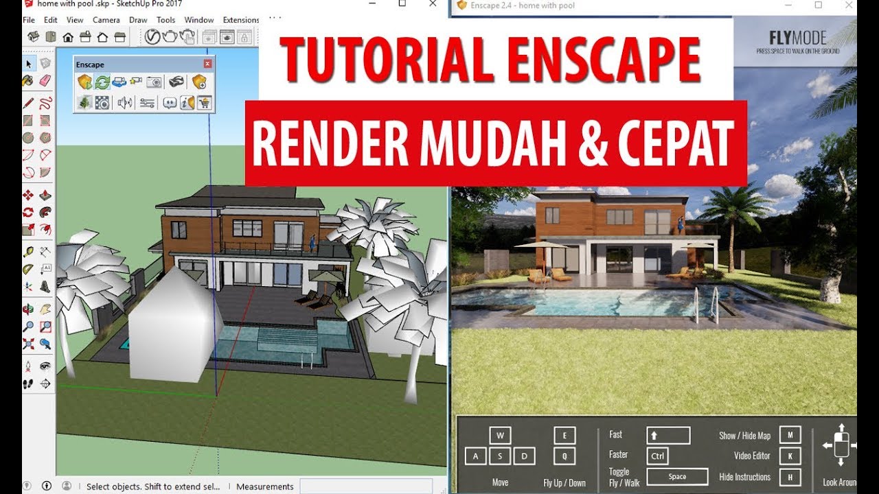 Mempercepat proses pencahayaan dan material objek maket menggunakan extension plugin untuk sketchup khusus.