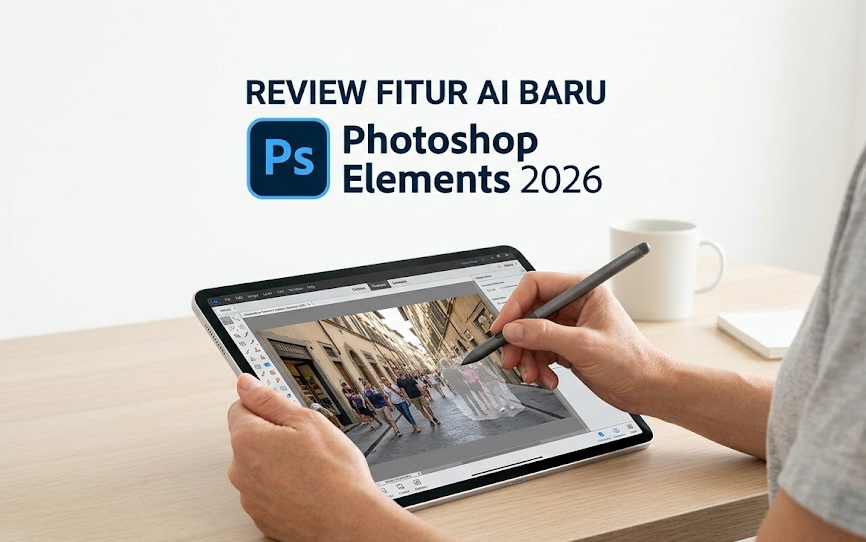review-photoshop-elements-2026-fitur-ai Membaca review Photoshop Elements 2026 untuk mengetahui kehebatan fitur kecerdasan buatan dalam menghapus objek pengganggu.