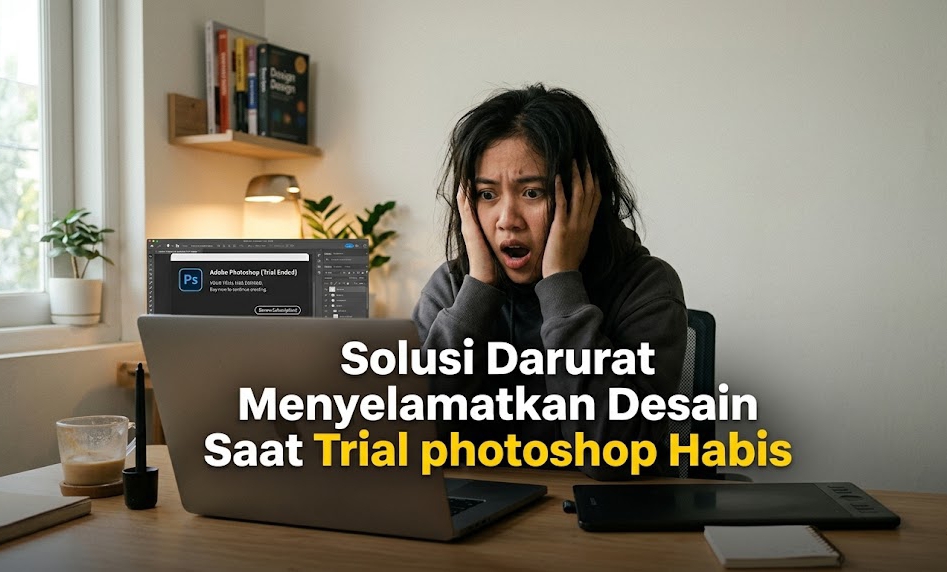 Mengatasi kepanikan saat notifikasi Trial photoshop Habis mendadak muncul padahal pekerjaan desain belum sempat disimpan.