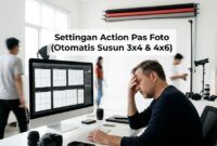 Solusi antrean studio dengan Action Pas Foto untuk menyusun puluhan grid gambar secara otomatis.
