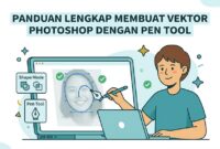 tutorial-lengkap-membuat-vektor-di-photoshop-pen-tool Panduan visual langkah demi langkah membuat vektor di photoshop secara manual menggunakan fitur Pen Tool dengan hasil yang presisi.